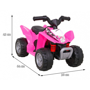 Quad Honda 250X TRX na akumulator Różowy + Klakson + LED + Ekoskóra